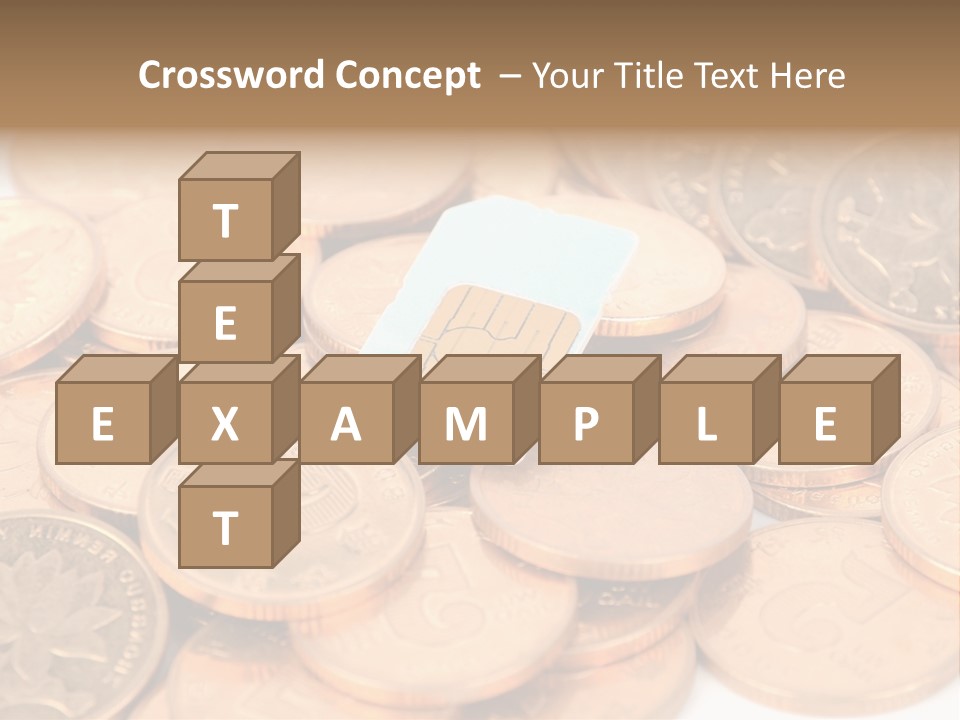 A Small Sim Card Sitting On Top Of A Pile Of Coins PowerPoint Template