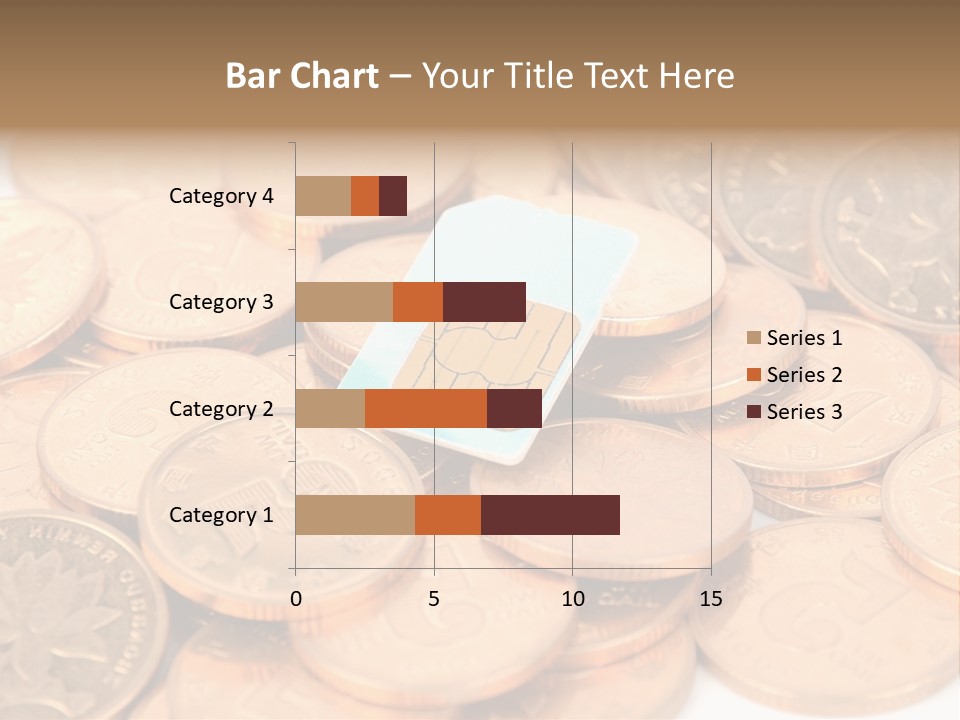 A Small Sim Card Sitting On Top Of A Pile Of Coins PowerPoint Template