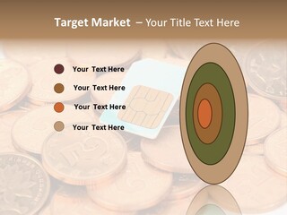 A Small Sim Card Sitting On Top Of A Pile Of Coins PowerPoint Template