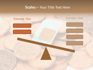 A Small Sim Card Sitting On Top Of A Pile Of Coins PowerPoint Template