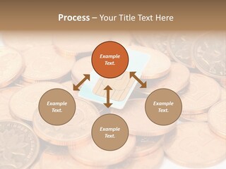 A Small Sim Card Sitting On Top Of A Pile Of Coins PowerPoint Template