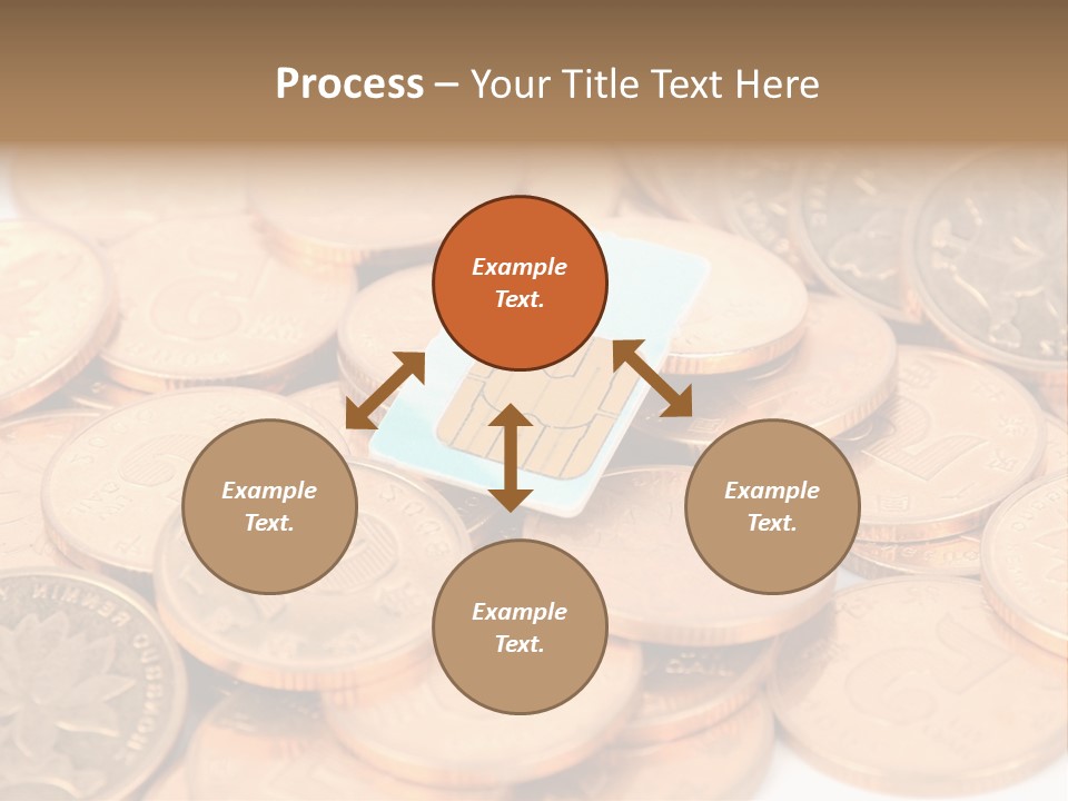 A Small Sim Card Sitting On Top Of A Pile Of Coins PowerPoint Template