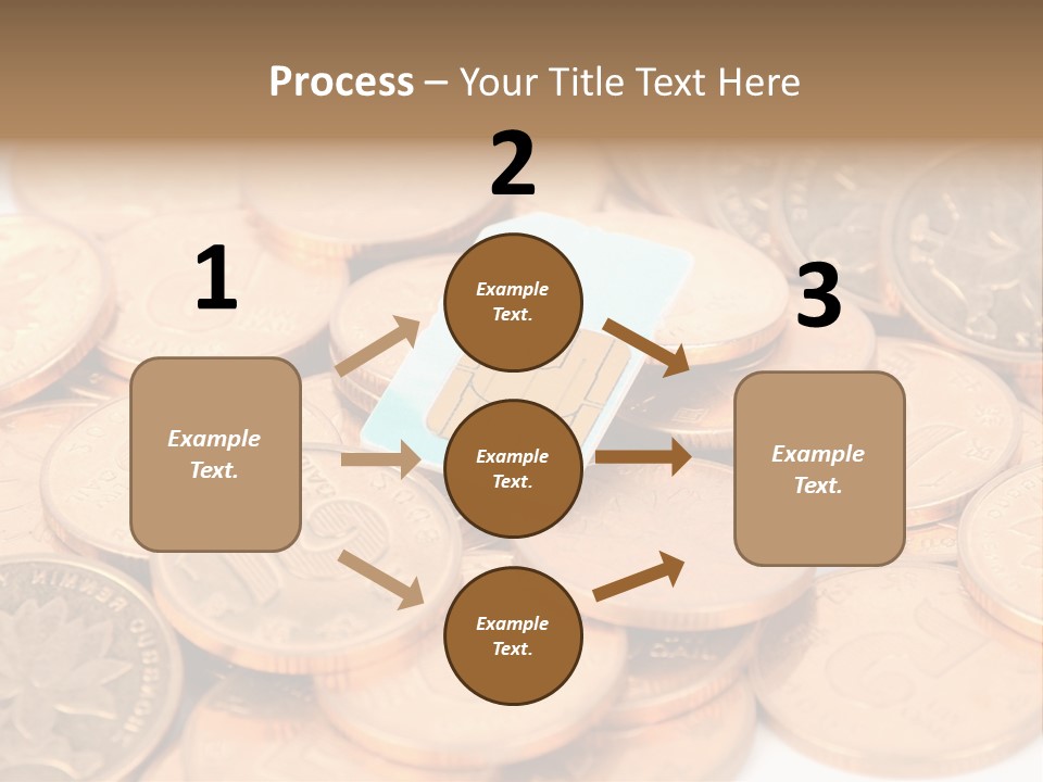 A Small Sim Card Sitting On Top Of A Pile Of Coins PowerPoint Template
