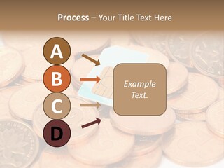 A Small Sim Card Sitting On Top Of A Pile Of Coins PowerPoint Template