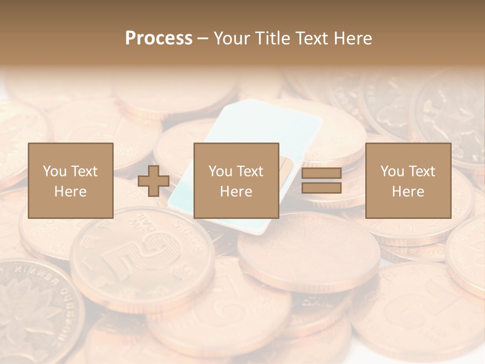 A Small Sim Card Sitting On Top Of A Pile Of Coins PowerPoint Template