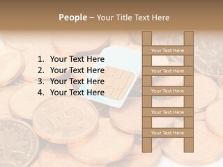 A Small Sim Card Sitting On Top Of A Pile Of Coins PowerPoint Template