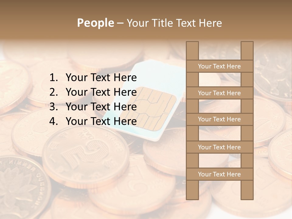 A Small Sim Card Sitting On Top Of A Pile Of Coins PowerPoint Template