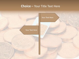 A Small Sim Card Sitting On Top Of A Pile Of Coins PowerPoint Template