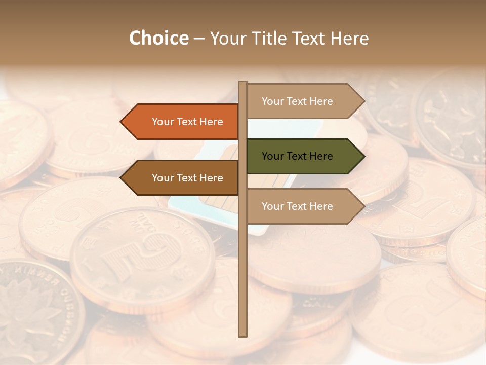 A Small Sim Card Sitting On Top Of A Pile Of Coins PowerPoint Template
