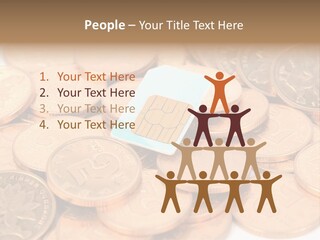 A Small Sim Card Sitting On Top Of A Pile Of Coins PowerPoint Template