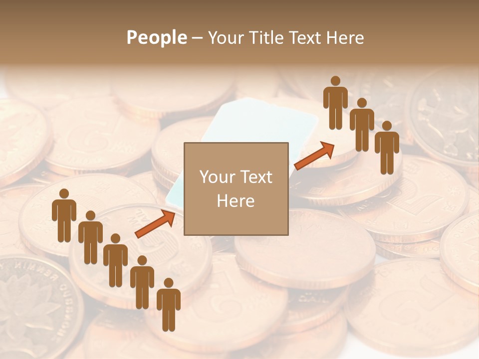 A Small Sim Card Sitting On Top Of A Pile Of Coins PowerPoint Template