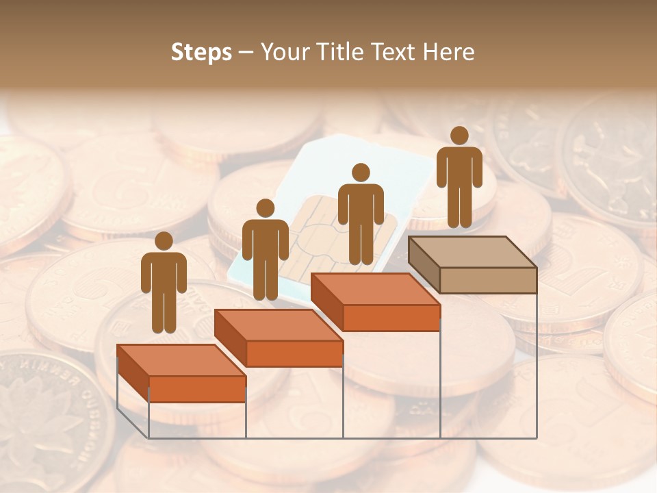 A Small Sim Card Sitting On Top Of A Pile Of Coins PowerPoint Template