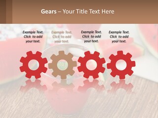 A Glass Of Watermelon Juice On A Table With Slices Of Watermelon PowerPoint Template