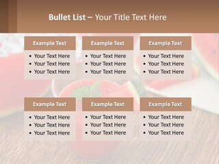 A Glass Of Watermelon Juice On A Table With Slices Of Watermelon PowerPoint Template