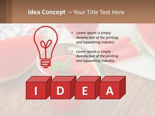 A Glass Of Watermelon Juice On A Table With Slices Of Watermelon PowerPoint Template