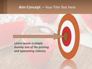 A Glass Of Watermelon Juice On A Table With Slices Of Watermelon PowerPoint Template