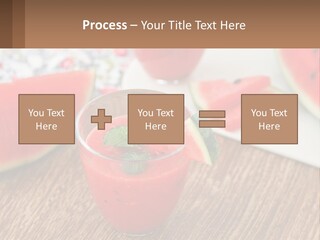 A Glass Of Watermelon Juice On A Table With Slices Of Watermelon PowerPoint Template