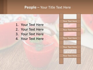 A Glass Of Watermelon Juice On A Table With Slices Of Watermelon PowerPoint Template