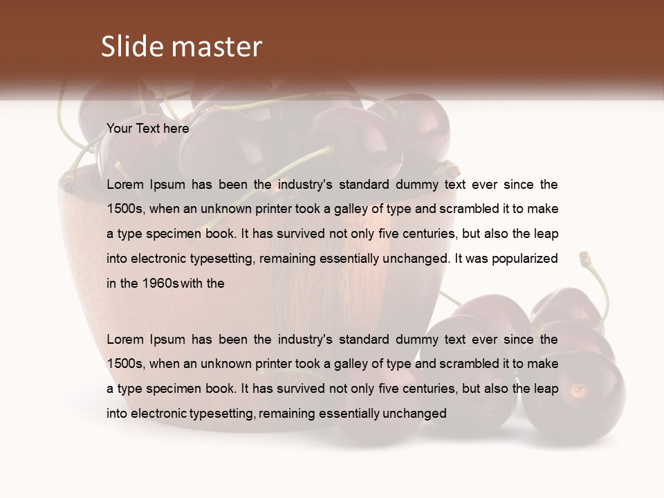 A Wooden Bowl Filled With Cherries On Top Of A Table PowerPoint Template