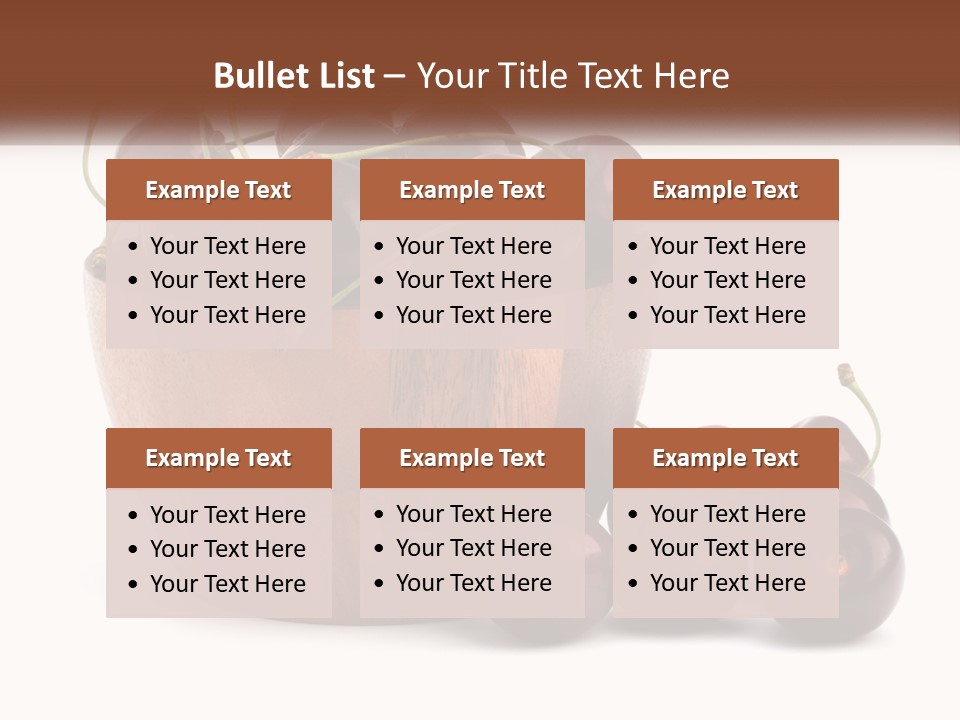 A Wooden Bowl Filled With Cherries On Top Of A Table PowerPoint Template