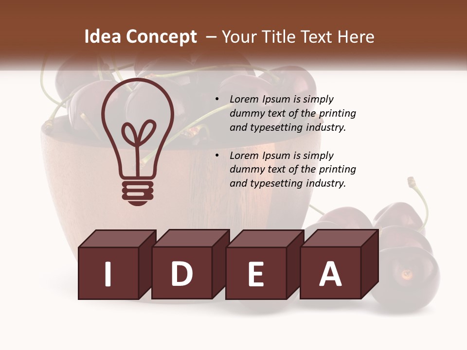 A Wooden Bowl Filled With Cherries On Top Of A Table PowerPoint Template