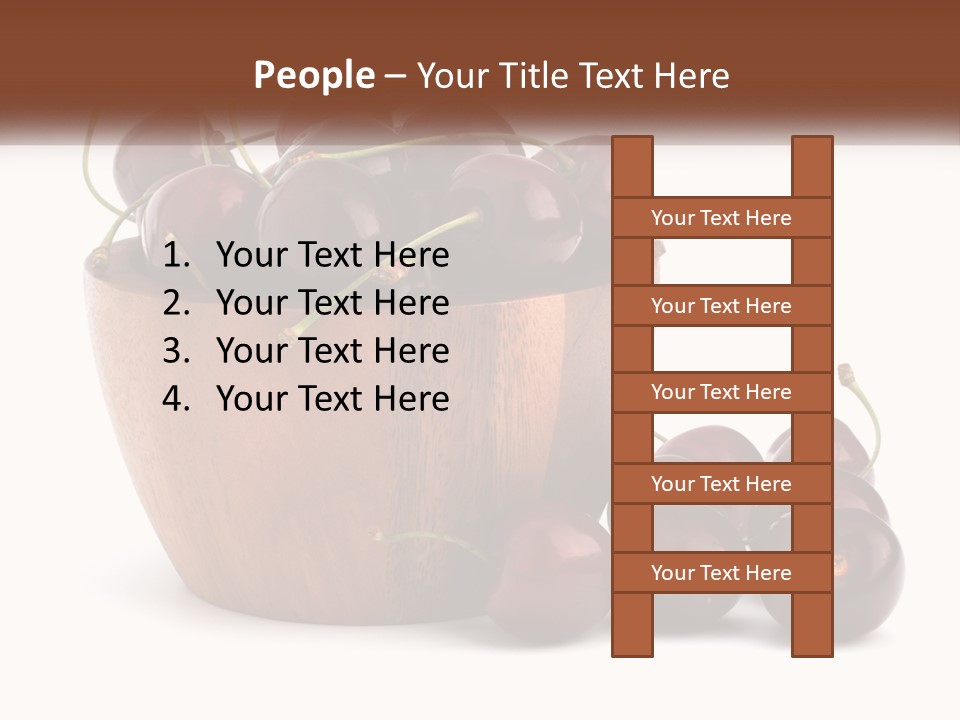 A Wooden Bowl Filled With Cherries On Top Of A Table PowerPoint Template