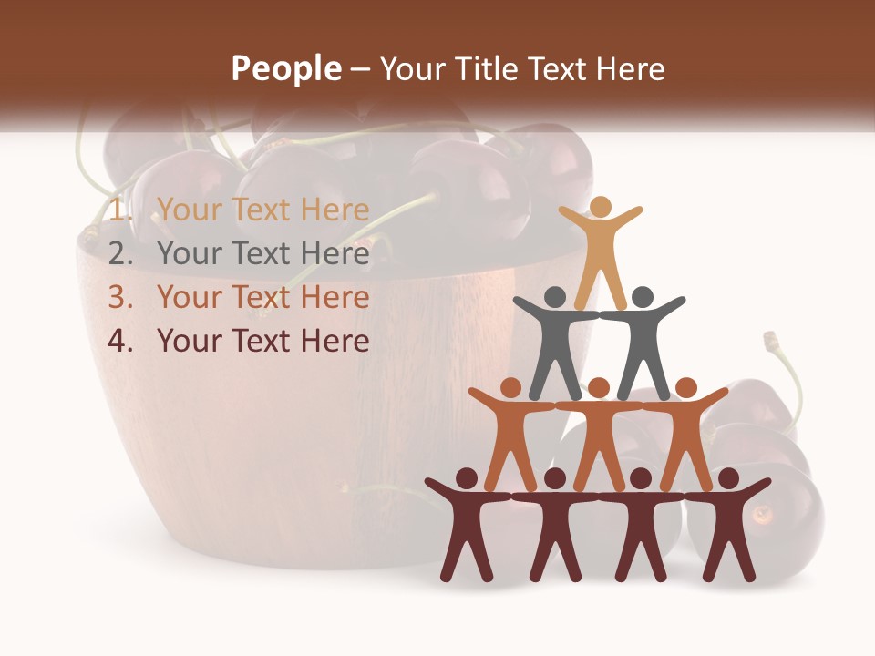 A Wooden Bowl Filled With Cherries On Top Of A Table PowerPoint Template