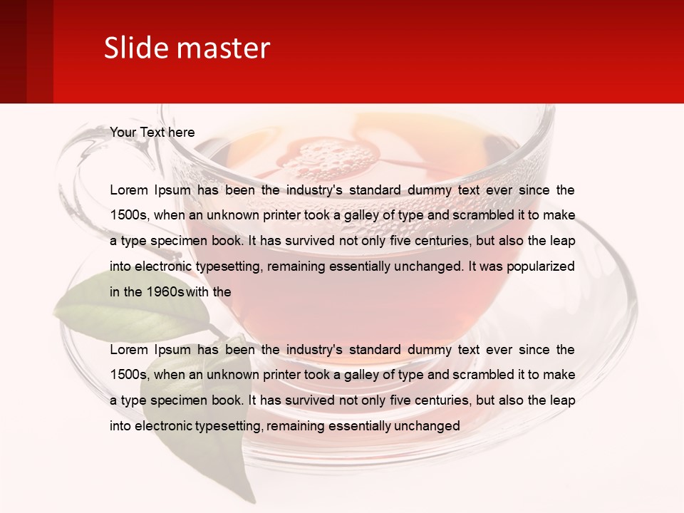 A Cup Of Tea With A Leaf On A Saucer PowerPoint Template