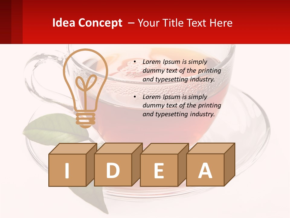 A Cup Of Tea With A Leaf On A Saucer PowerPoint Template