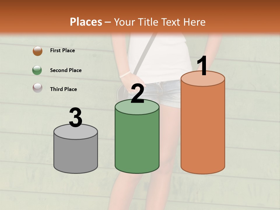 A Woman Standing In Front Of A Green Wall PowerPoint Template