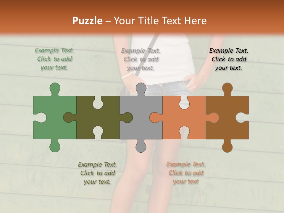 A Woman Standing In Front Of A Green Wall PowerPoint Template