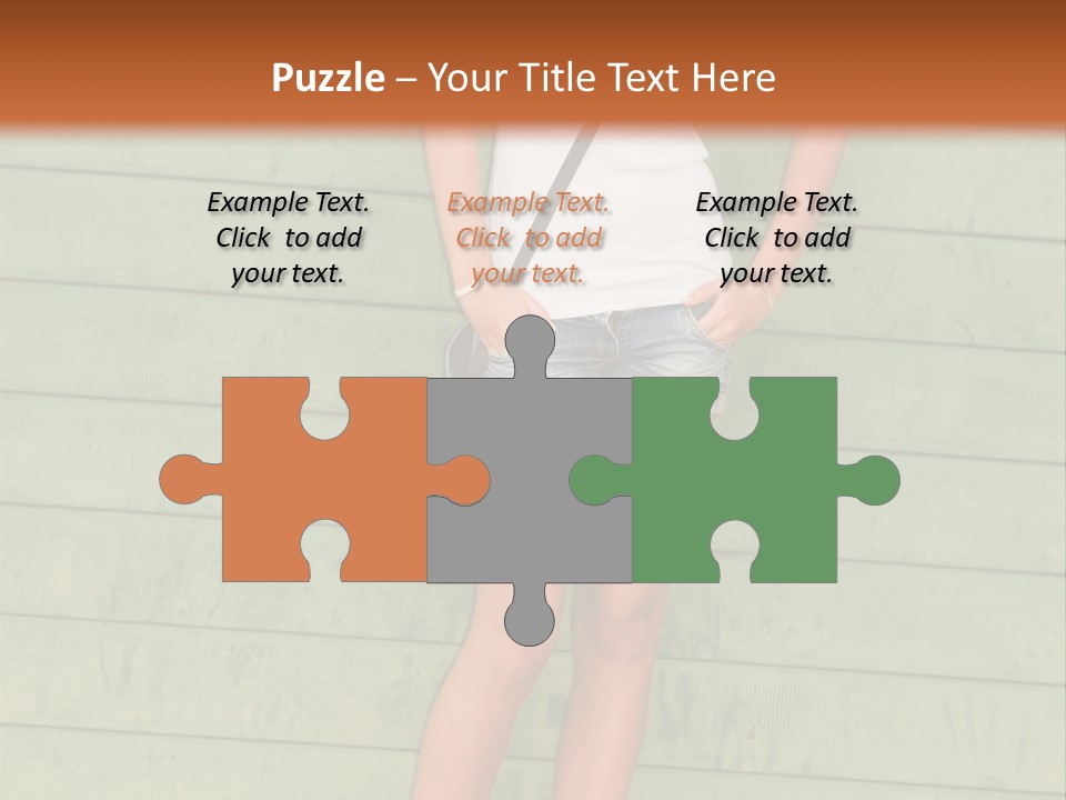 A Woman Standing In Front Of A Green Wall PowerPoint Template