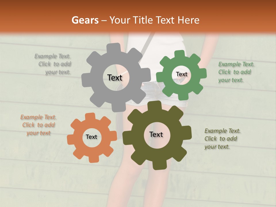 A Woman Standing In Front Of A Green Wall PowerPoint Template