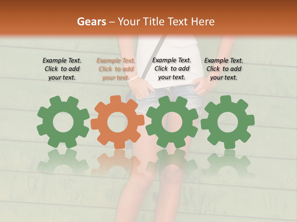 A Woman Standing In Front Of A Green Wall PowerPoint Template