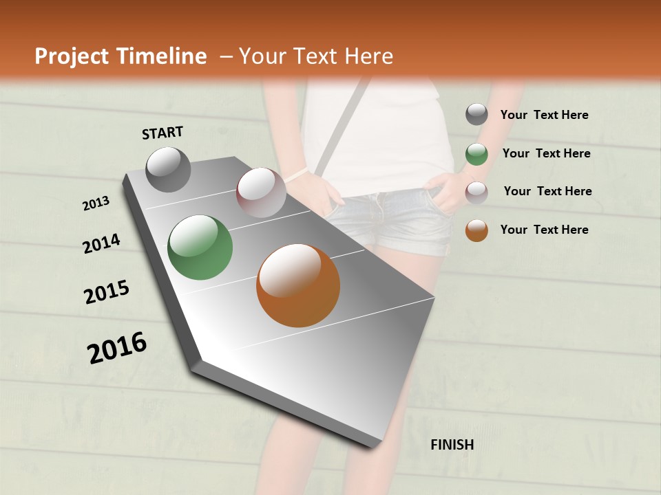 A Woman Standing In Front Of A Green Wall PowerPoint Template