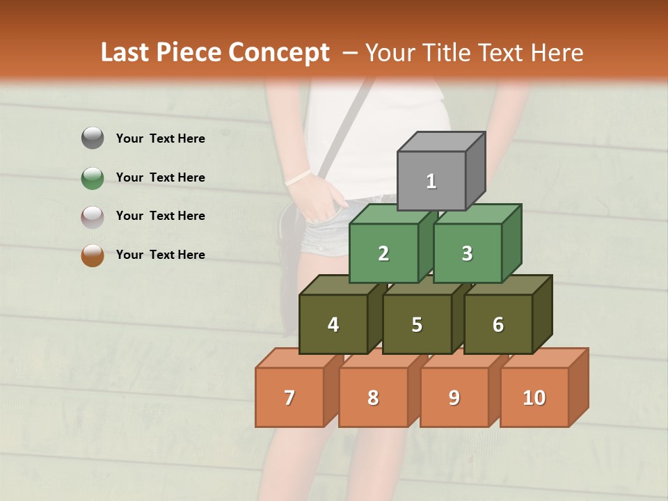 A Woman Standing In Front Of A Green Wall PowerPoint Template