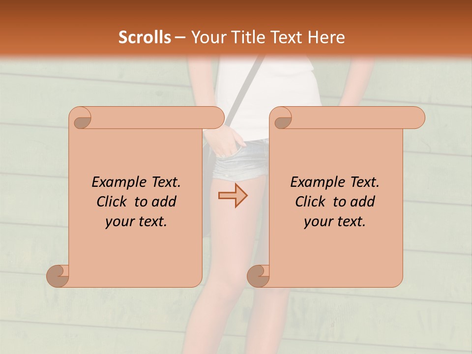 A Woman Standing In Front Of A Green Wall PowerPoint Template