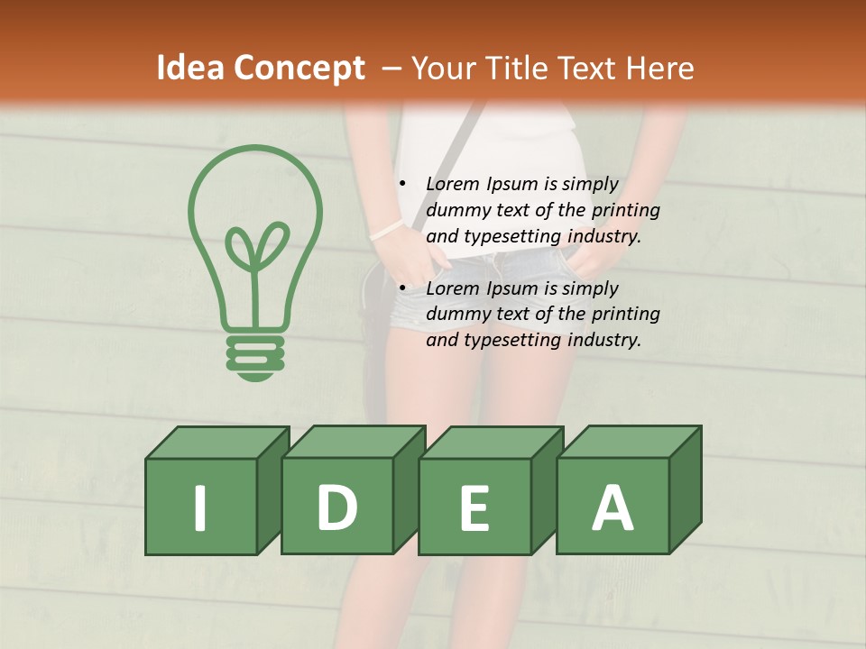 A Woman Standing In Front Of A Green Wall PowerPoint Template