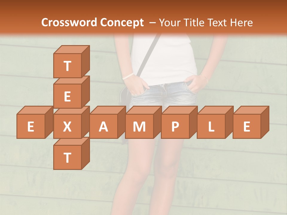 A Woman Standing In Front Of A Green Wall PowerPoint Template