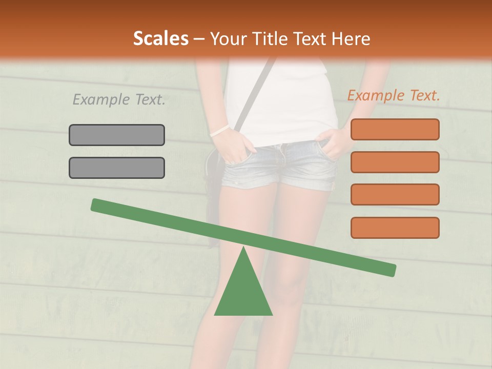 A Woman Standing In Front Of A Green Wall PowerPoint Template