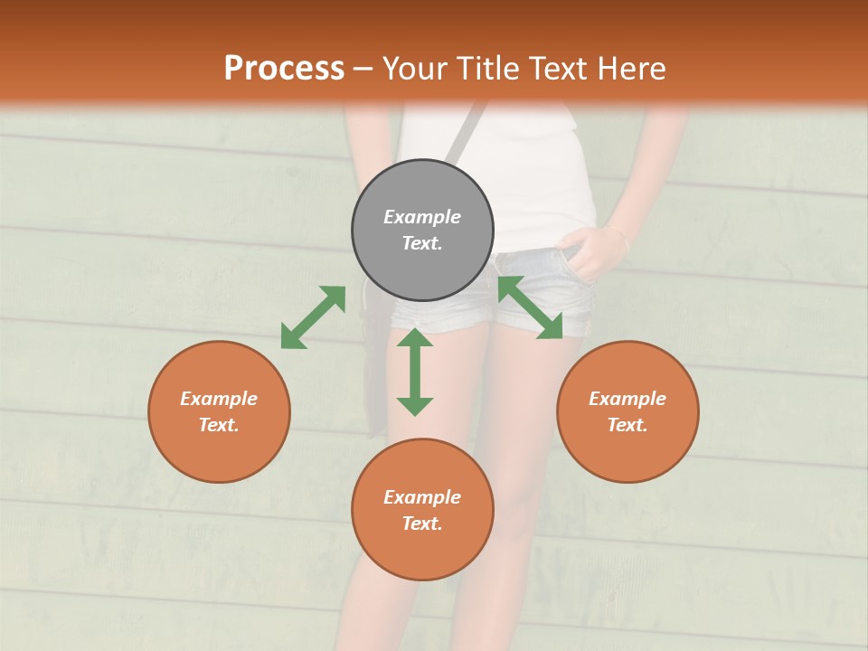 A Woman Standing In Front Of A Green Wall PowerPoint Template