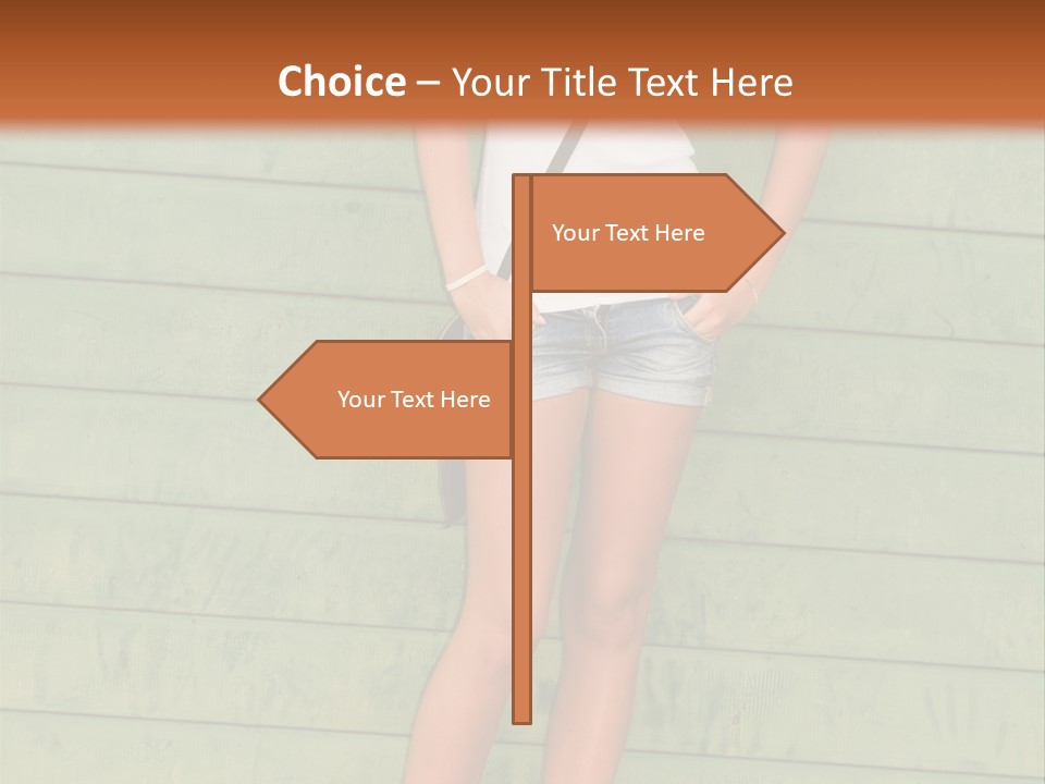 A Woman Standing In Front Of A Green Wall PowerPoint Template