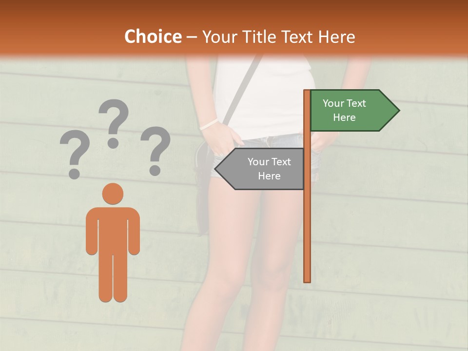 A Woman Standing In Front Of A Green Wall PowerPoint Template