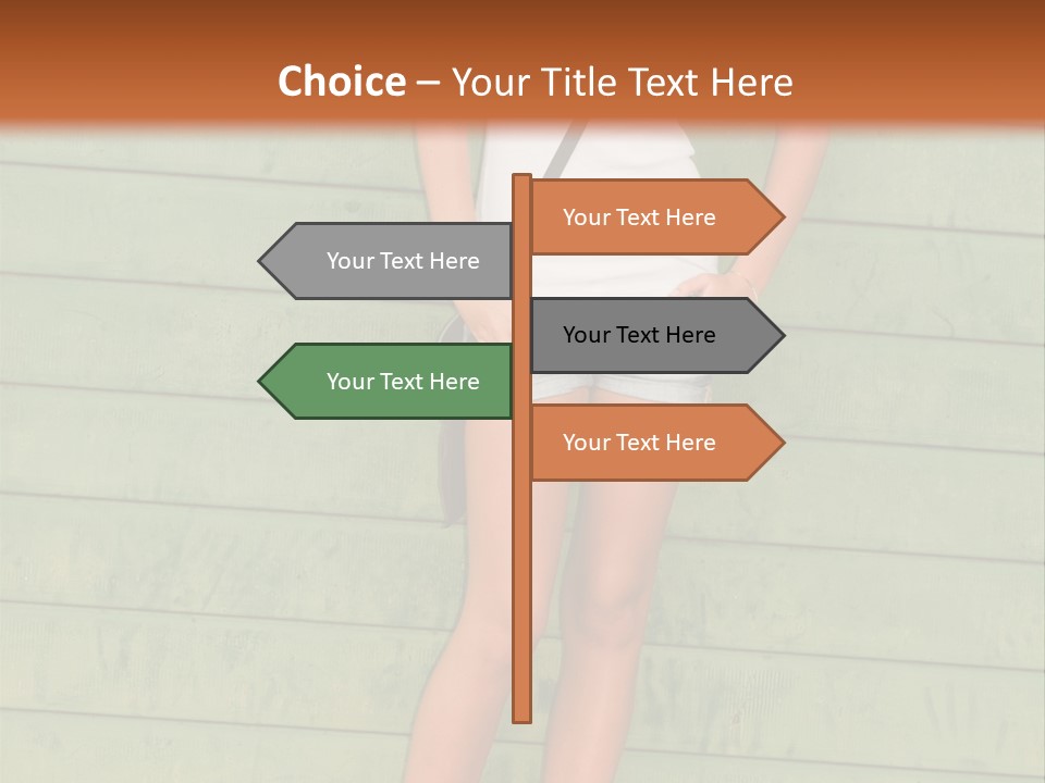 A Woman Standing In Front Of A Green Wall PowerPoint Template