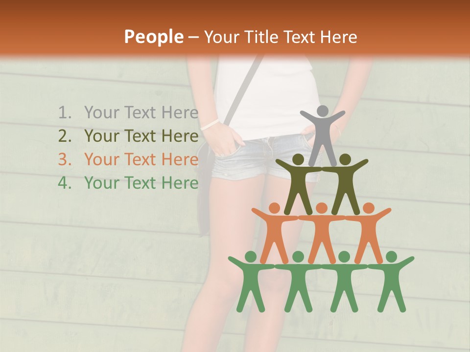 A Woman Standing In Front Of A Green Wall PowerPoint Template