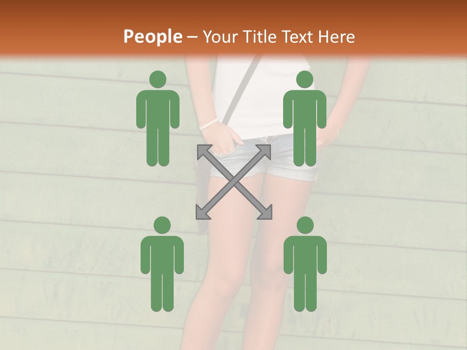 A Woman Standing In Front Of A Green Wall PowerPoint Template