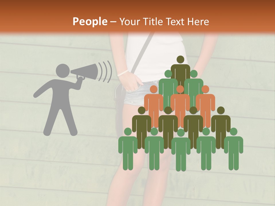 A Woman Standing In Front Of A Green Wall PowerPoint Template