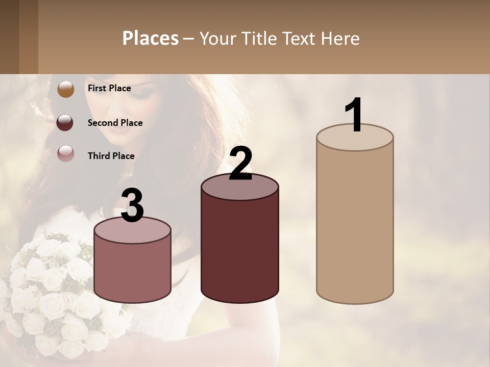 A Woman In A Wedding Dress Holding A Bouquet Of Flowers PowerPoint Template