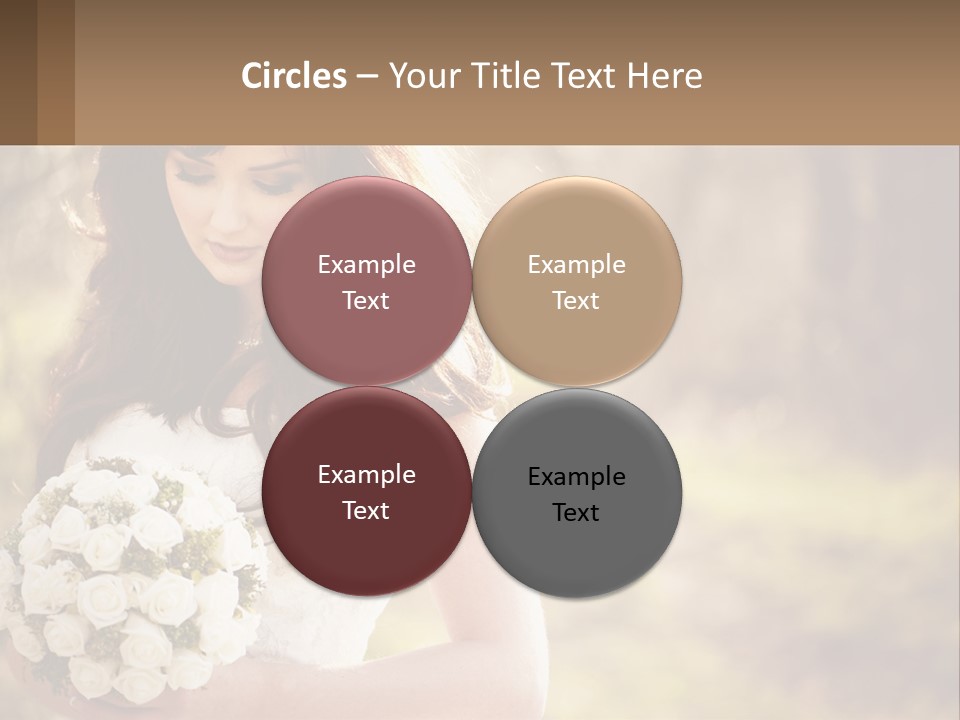 A Woman In A Wedding Dress Holding A Bouquet Of Flowers PowerPoint Template