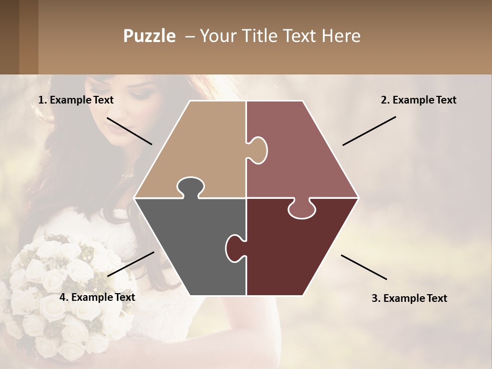 A Woman In A Wedding Dress Holding A Bouquet Of Flowers PowerPoint Template